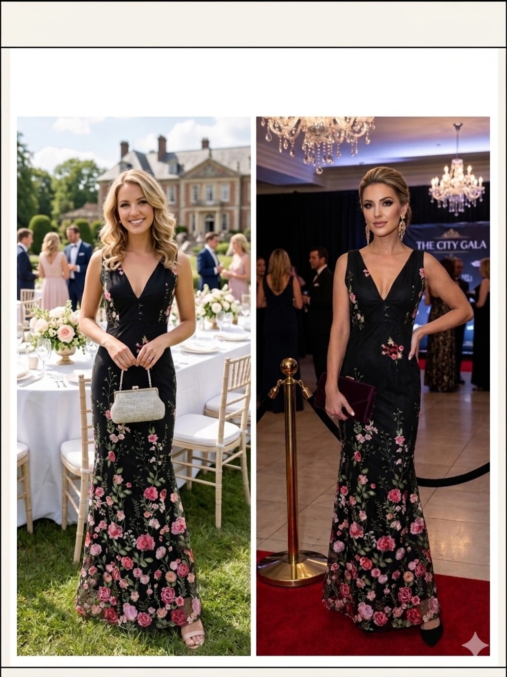 Lulus Soirée Blossom Black Floral Embroidered Overlay Mermaid Maxi Dress Size 2 - Picture 3 of 14
